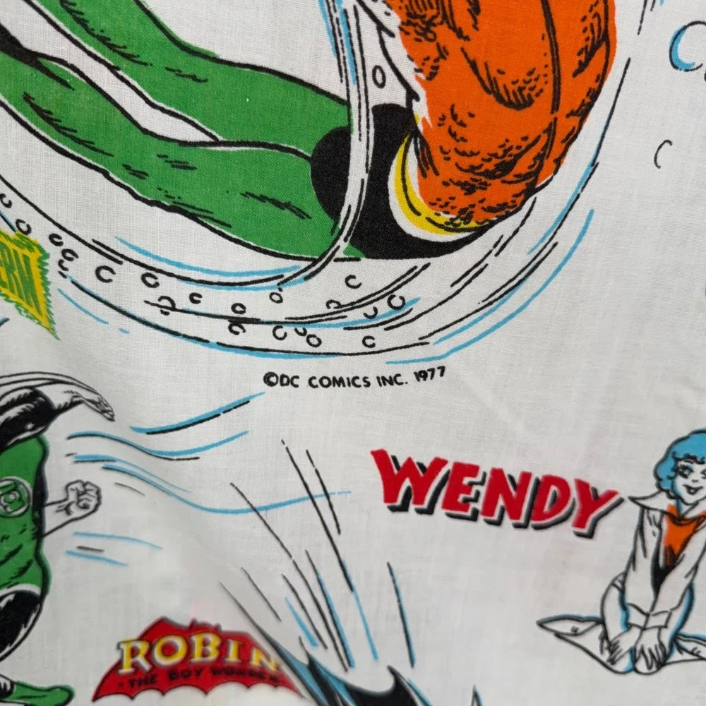 DC Comics Fitted Sheet Twin White Justice League Super Friends Vintage 1977